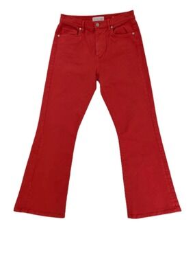 LOFT Kick Crop Womens Jeans 2 Coral Red Cropped Flare Mid Rise Y2K Coastal Chic